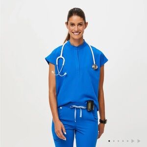 Figs Royal Blue Rafaela Scrub Top XS